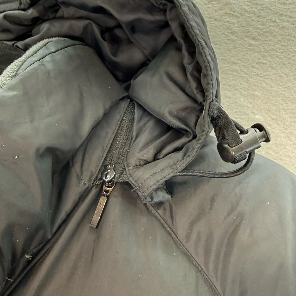 Nike Y2K vintage big girls black down puffer jacket ‎ grey tag  full zip coat L